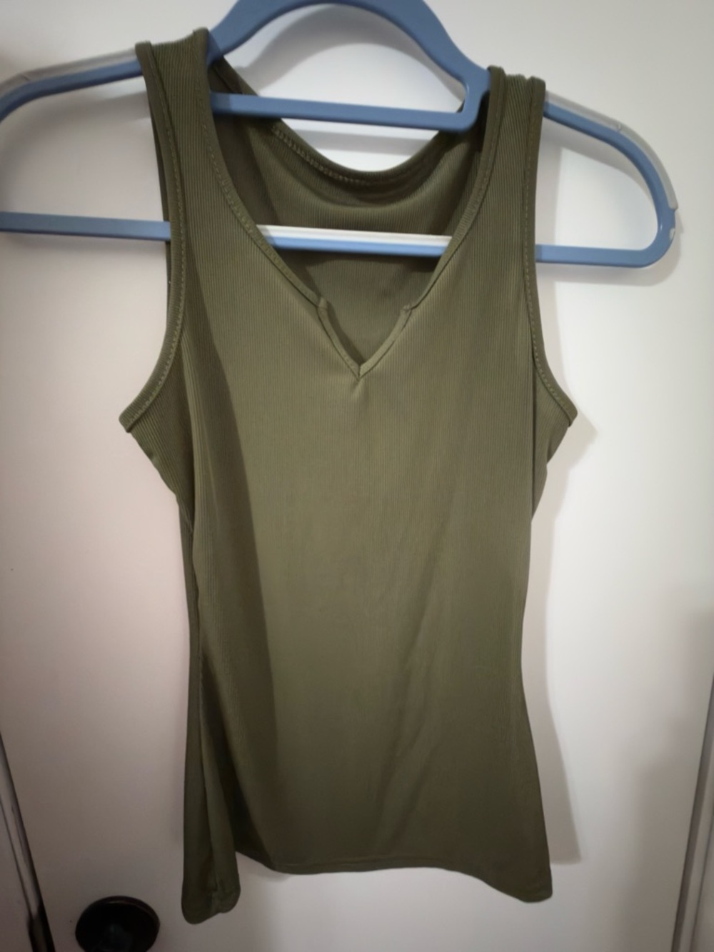 Olive Green V-Neck Tank Top - Women's Casual Layering Tee